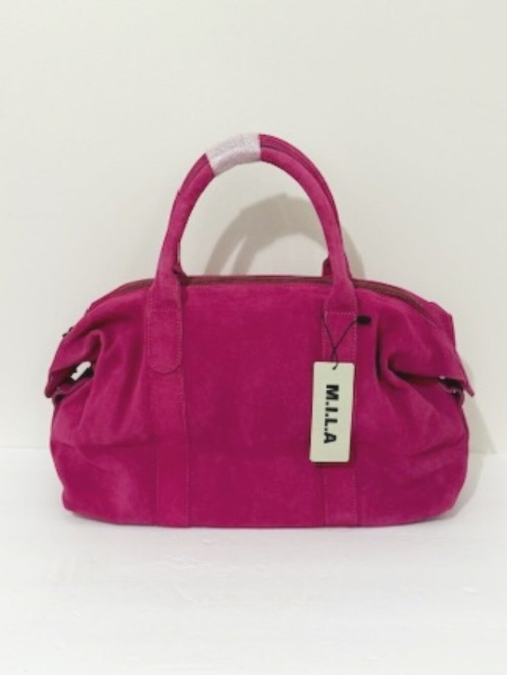 M.I.L.A. Ria Duffle Bag Hot Pink 100% Suede Leather NWT